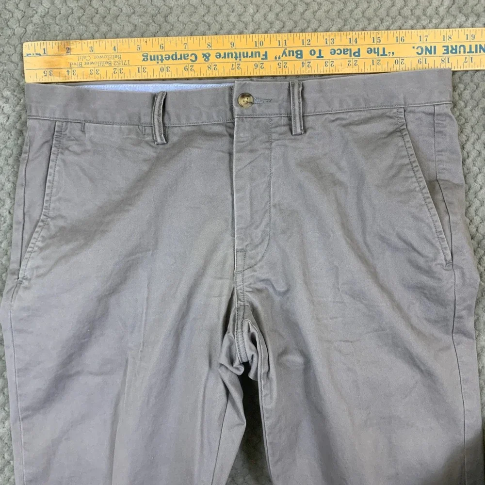 Polo Ralph Lauren Mens Stretch Slim Fit Chino Pants Grey 34x32 Cotton Twill